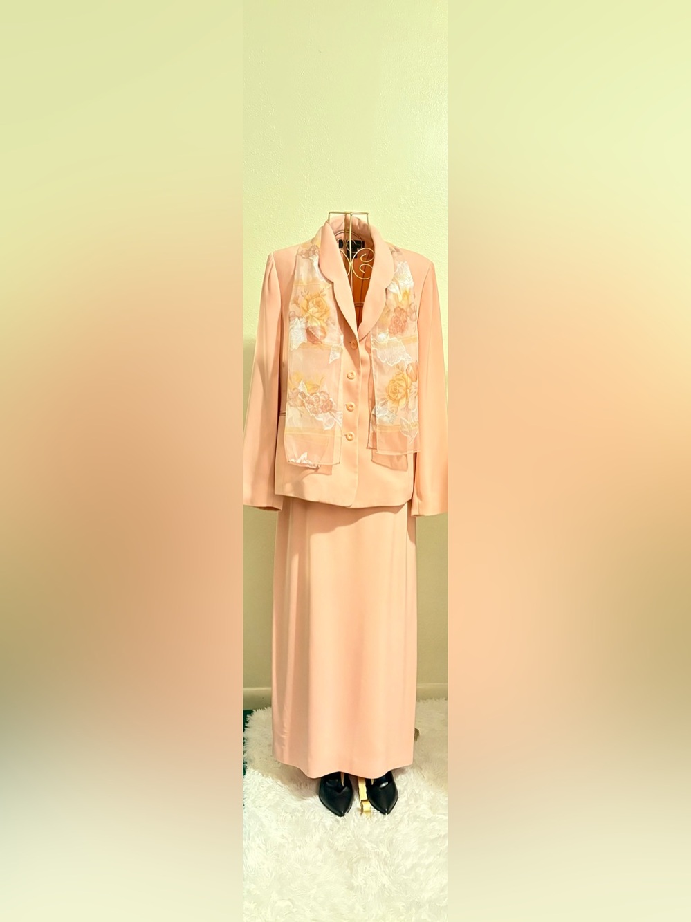 Preston & York Peach Blush Two-Piece Skirt Suit